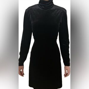 Vintage 90s Amanda Smith Black Velvet Turtle Neck Dress